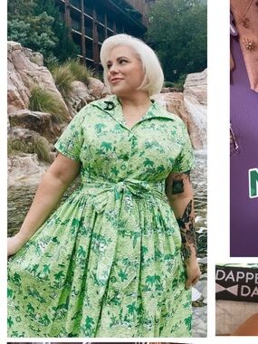 Dapper Day x Loco Lindo Neverland Toile Green Print Dress (3XL)